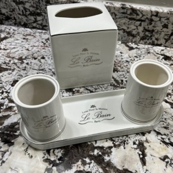 Kassatex Bath Kassatex Le Bain Bathroom Set Tissue Boxtumblerstray